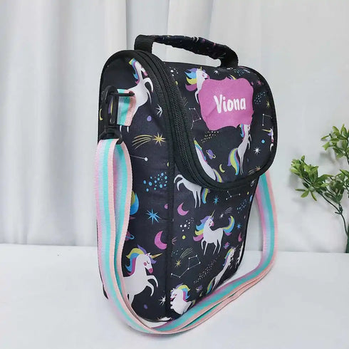 Personalised Printed Lunch Bag with Denim Waist Pouch Combo for Kids